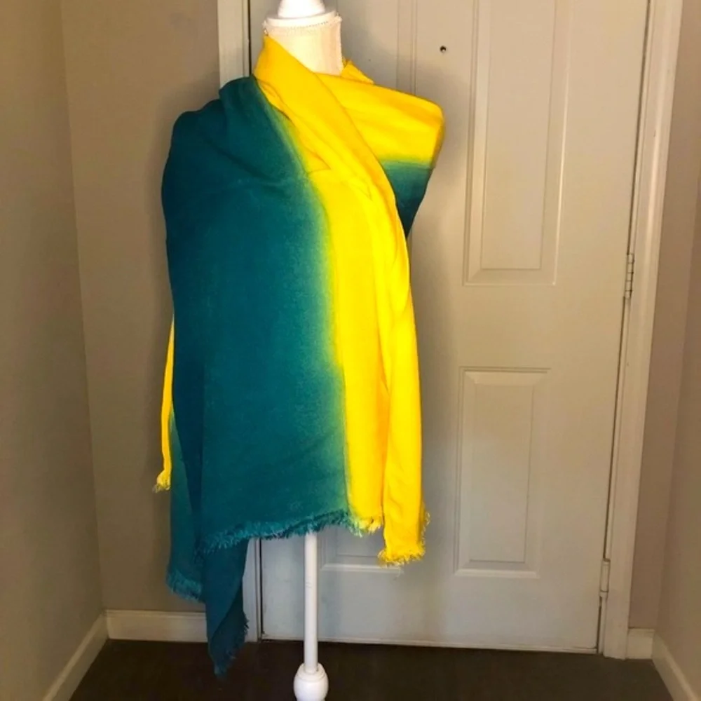 Yellow and Green Women's Scarf